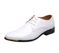 Derby - Scarpe da uomo nere, comode da lavoro, con punta a punta, in Oxford, classiche da sposa, semplici, da lavoro, casual, con lacci, bianco, 45 EU