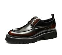 Derbys Business Casuale Comode Suola Spessa da Uomo Scarpe Eleganti Formali Scarpe Stringate in Vera Pelle,Marrone,42