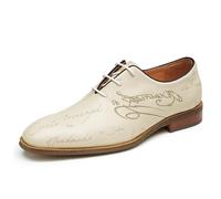 Derbys Business Casuale da Uomo Scarpe Eleganti Formali da Abito in Pelle Estive Festa Matrimonio,Beige,42