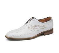 Derbys Business Casuale da Uomo Scarpe Eleganti Formali da Abito in Pelle Estive Festa Matrimonio,Bianco,45