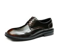 Derbys Business Casuale Punta Rotonda da Uomo Scarpe Eleganti Stringate Formali Matrimonio Ufficio Scarpe da Abito in Pelle Comode Traspiranti,caffè,42