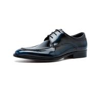 Derbys Business Formali da Uomo Scarpe Eleganti Uniformi Scarpe in Pelle Lucida Stringate,Blu,46