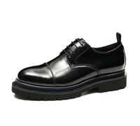 Derbys Casual in Vera Pelle da Uomo Scarpe da Abito Comode con Suola Spessa,Nero,44