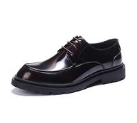 Derbys in Vera Pelle con Suola Spessa da Uomo Scarpe Basse Stringate Formali Affari Scarpe Eleganti Matrimonio Ufficio Festa,caffè,43