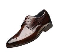 Derbys - Scarpe eleganti da uomo, alla moda, con lacci, stile retrò, versatili, leggere, formali, per lavoro, comode, da guida, da matrimonio, lucide e belle, Marrone, 42 2/3 EU