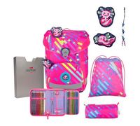 DerDieDas ErgoFlex Easy NEON Punkie - Set di zaini per la scuola, 5 pezzi, rosa., ErgoFlex Easy Neon Set