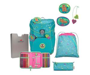 DerDieDas ErgoFlex Easy Superflash Paradise - Set di 5 zaini per la scuola, turchese, ErgoFlex Easy Superflash Set