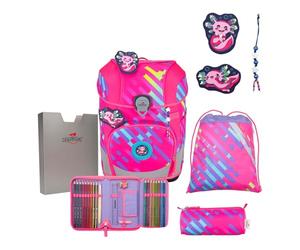 DerDieDas ErgoFlex Tiny Neon Punkie - Set di zaini per la scuola, 5 pezzi, Neon Punkie, ErgoFlex Tiny Neon Set