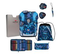 DerDieDas zaino della scuola ErgoFlex Tiny Set 6 -pezzi Dark Dragon blu