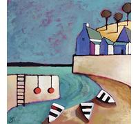 Derek Melville Harbour View Canvas Prints, Poliestere, Multicolore, 40 x 40 cm