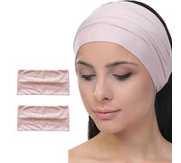 Deresina 2pc Fascia per Capelli, Extra Large in Bambu, Elasticizzato, Unisex, Ideali per Quotidiano, Sport e Perdita Parziale dei Capelli (Pianura Rosa Pallido Uni - Taglia Unica)