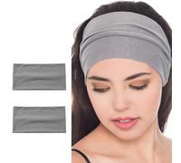 Deresina 2pc Fascia per Capelli, Extra Large in Bambu, Elasticizzato, Unisex, Ideali per Quotidiano, Sport e Perdita Parziale dei Capelli (Pianura Grigio Uni - Taglia Unica)