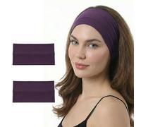 Deresina 2pc Fascia per Capelli, Extra Large in Bambu, Elasticizzato, Unisex, Ideali per Quotidiano, Sport e Perdita Parziale dei Capelli (Pianura Mora Uni - Taglia Unica)