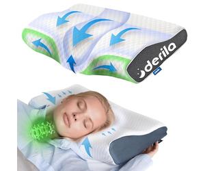 Derila Guanciale Standard Size con Design a Contorno - Cuscino in Memory Foam per Sostegno Ottimale - Ideale per Ogni Posizione del Sonno - Confezione Singola