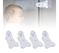 DERJDISF 4 Pezzi Bambini Blocca Porta Scorrevole, Serratura di Sicurezza per Finestra Autoadesiva Senza Perforazione, Fermaporta Scorrevole per Bambini Uso Porta Finestra Armadio