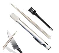 DERJDISF Affilacoltelli - Set di 3 Pezzi con Pietra Affilacoltelli, Acciarino Affilacoltelli Diamantata Multiuso Tipo Penna, e Bastoncino per Affilare Coltelli Portatile con Spazzola