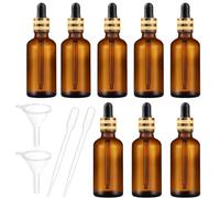 DERJDISF Contagocce Vetro - 30ml 8 Pezzi Ambrato Bottiglie Contagocce con Pipette e Tappo Nero, Ideale per Laboratorio, Aromaterapia, Olio Essenzial