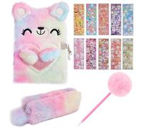 DERJDISF Diario Segreto per Bambina - Diario Bambina Unicorno con Lucchetto, Set Completo con Peluche, Regalo Perfetto per Ragazza