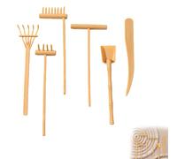 DERJDISF Giardino Zen da Tavolo 6 Pezzi, Set Mini Attrezzi con rastrelli Decorativi, Accessori Zen per Sabbia, Ideale Come Decorazione scrivania, Ufficio, Regalo Rilassante per Adulti e Bambini