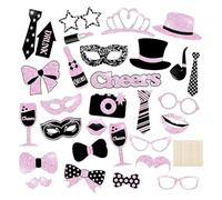 DERJDISF Kit Accessori per Photo Booth - Decorazioni per Matrimoni e Compleanni - Braccialetti Luminosi Fluorescenti Anni - Divertimento Asegurato con Bocce