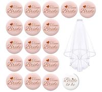 DERJDISF Kit Completo per Addio al Nubilato - Con Veletta per Sposa, Spille 'Team Bride' e 'Sposa' - Perfetto per la Sposa e le Amiche per Celebrare la Festa Prima del Matrimonio