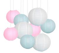 DERJDISF Lanterne di Carta - Set di 9 Lanterne Sospese Rotonde, Lanterne Cinesi Multicolori, Decorazioni per Matrimoni, Compleanni, Casa in 2 Dimensioni
