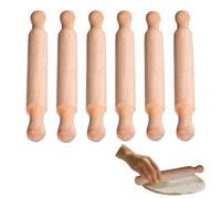 DERJDISF Mini Mattarelli in Legno 6 Pezzi, Mattarello Piccolo con Doppia Impugnatura, Set Professionale per Pasta, Biscotti, Modellazione e DIY
