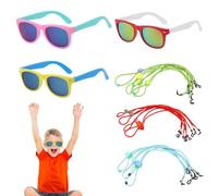 DERJDISF Occhiali da Sole polarizzati Bambini 6 Pezzi con Lenti UV400 Multicolore + 3 cordini Antiscivolo Regolabili per Estate, Sport, Viaggio, Guida, Uso Quotidiano