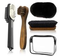 DERJDISF Spazzola Scarpe - 5 Pezzi Kit Spazzola per Scarpe Pulizia, Spazzola Multifunzionale per Scarpe, Stivali di Pelle Scamosciata e Nabuk, per Pulizia Profonda e Cura della Pelle.