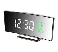 Derkiewn Sveglia Digitale, Grande Schermo a LED da 6.5'', Sveglia da Comodino con temperatura e umidità, Orologio a Specchio con 3 Allarme, luminosità regolabile, Snooze, Alimentato USB(bianco 01)
