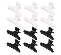 Derkiua Set di 12 impugnature per capelli a forma di farfalla, colore: bianco e nero