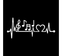 Derkoly Adesivo con Nota Musicale e Elettrocardiogramma Battito Cardiaco per Auto, Finestra e Laptop - Bianco