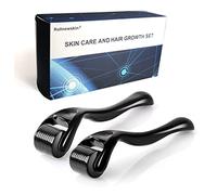 Derma roller per barba, capelli, pelle viso, confezione da 2 (0,5 mm + 1,0 mm) 540 microneedle in titanio - regalo per la cura di sé per uomini e donne strumenti per la cura della pelle del viso