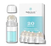 Derma Stamp Hydra Needle, strumento facciale con 4 testine di ricambio per timbri microneedling, oro e titanio, 20 spilli, lunghezza 0,5 mm, flacone riutilizzabile per capelli, barba, smagliature,