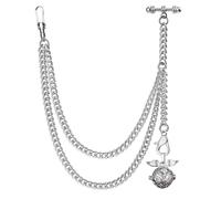 DerMacht T Bar Albert catena orologio da tasca con ali d'angelo cavo diffusore di oli essenziali ciondolo argento