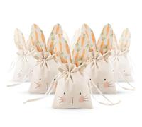 Dermalyx 6 Pezzi Sacchetti Regalo Coniglietti Decorazioni Compleanno Sacchi con Cordino Sacco di Tela Sacchetti Caramelle per Bambini Baby Shower Pasqua Giardino Tea Part