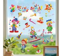 Dermalyx 9 pezzi autoadesivi set di finestre per carnevale, adesivi clown carnevale, decorazioni per la stanza dei bambini, decorazioni per pareti, finestre staccabili.