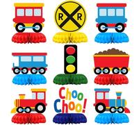 Dermalyx 9 Pezzi Veicoli Colorati Decorazione da Tavolo, Decorazione da Compleanno per Bambini, Decorazione da Tavolo Happy Birthday, Toppers da tavola per Compleanni di