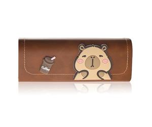 Dermalyx Capybara Astuccio Per Occhiali, Custodia Portatile Per Occhiali Da Sole, Vintage Marrone Portaocchiali, Leggero Guscio Rigido Occhiali Da Viaggio, Elegante Custo