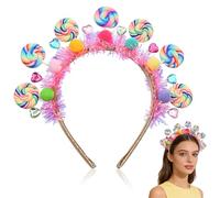 Dermalyx Costume di Lollipop Regenbogen con Cerchietto e Ciondolo Candy, Accessori per Capelli per Carnevale, Fasching, Cerchietto e Orecchini a Lollipop, Set Costume di