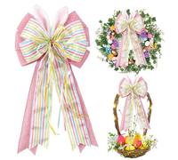 Dermalyx Nastri Pasquali per Ghirlande Decorazioni Albero di Pasqua Nastro a Punta Nastro Decorativo con Orecchie da Coniglio Rosa Tela per Primavera Casa Porta d'Ingress