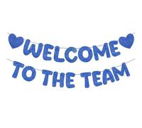 Dermalyx Vollmond Vorgefädelt Benvenuto nel Team Banner con Due Segni di Cuore Nessun DIY Glitter Festa di Benvenuto Accessori per Nuovi Dipendenti Colleghi Dipendenti Te