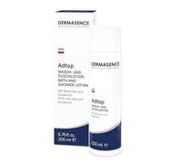DERMASENCE Adtop Lozione Lavante e Doccia 200 ml, detergente senza sapone per pelle secca e sensibile, con sale marino e bisabololo, pH neutro, vegan, adatta a bambini e adulti