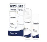 DERMASENCE Travel Set Mousse/Tonic 50 ml, Kit da viaggio per la pulizia del viso, Mousse detergente viso con Acido Glicolico e Salicilico, Tonico viso idratante e rinfrescante