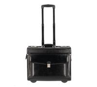Dermata 2 ruote Trolley pilota Vera Pelle 39 cm Vano porta PC nero