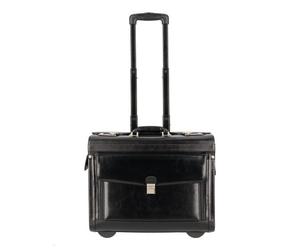 Dermata 2 ruote Trolley pilota Vera Pelle 39 cm Vano porta PC nero