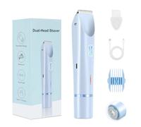 Dermave - Rasoio per bikini, 2025, rasoio elettrico da donna, Glow Aura 2 in 1, impermeabile e bagnato e asciutto, rasoio elettrico senza fili per bikini, gambe, braccia, corpo (blu)