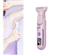 Dermaves Bikini Shaver, Glow Auras Womens Shaver, Digital Display, Rechargeable Trimmer With Five Detachable Head Cordless Wet Dry Use Women'S Hair Removal Device (Pink)