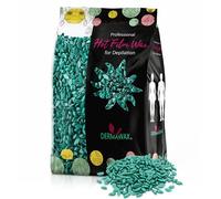 Dermawax 1 kg Perle di Cera Azulen con Olio di Cocco - Cera Calda per Depilazione Efficace - Asciugatura Rapida per Achille, Bikini, Peli Corti e Spessi (1 kg, Black Azulene)