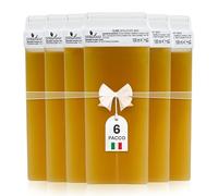 Dermawax Ricarica Ceretta Rullo Oliva 6x100ml- Cartucce Cera Roll-On Universali per Depilazione Professionale con Strisce Depilatorie-Refill per Scaldacera (non incluso)- Made in Italy